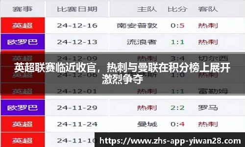 英超联赛临近收官,热刺与曼联在积分榜上展开激烈争夺